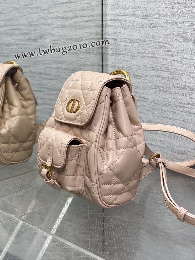 Dior专柜新款迪奥高仿原单浅粉Caro秋冬系列小号双肩包 djfk1247